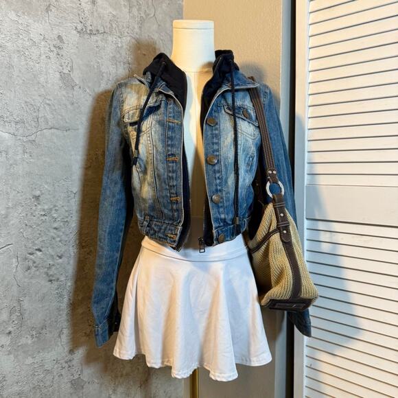 Highway Jeans Blue Demin Jacket with Hoodie & Zipper - Picture 1 of 7